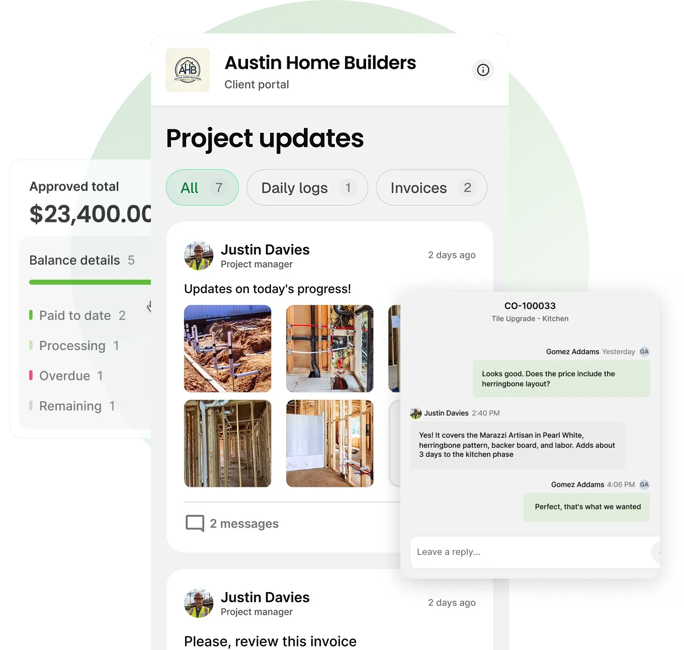 Handoff client portal interface
