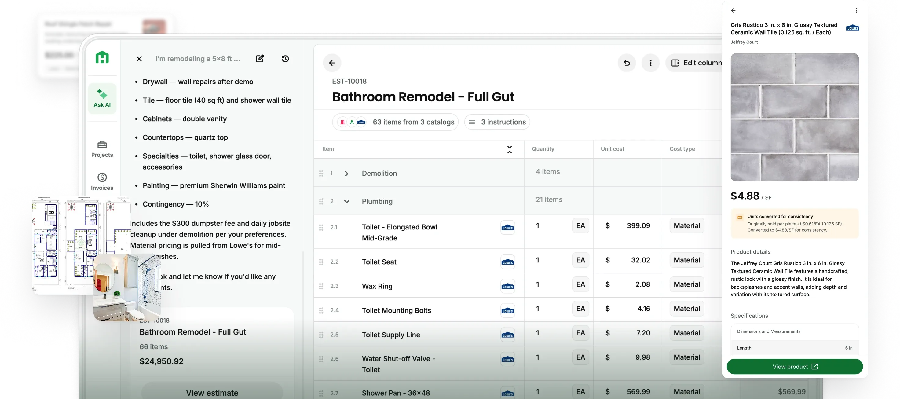Handoff estimating interface