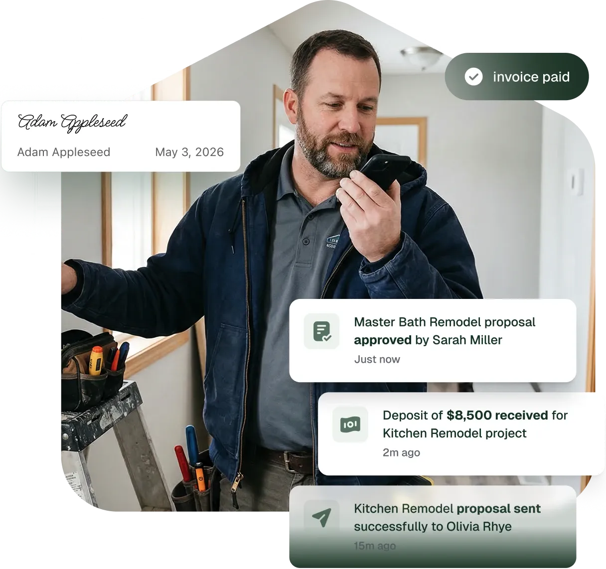 Handyman contractor using Handoff on site