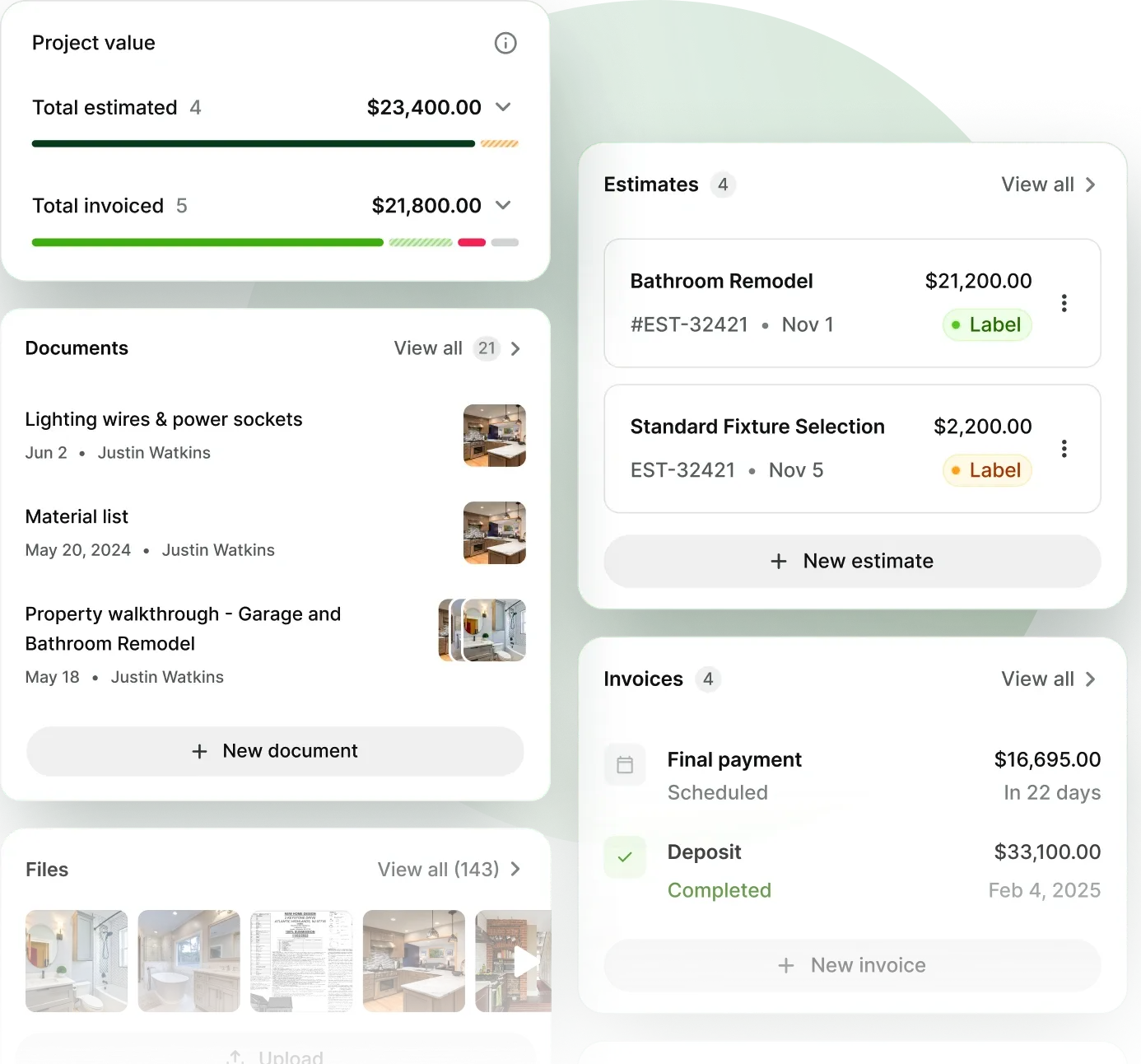 Project management dashboard