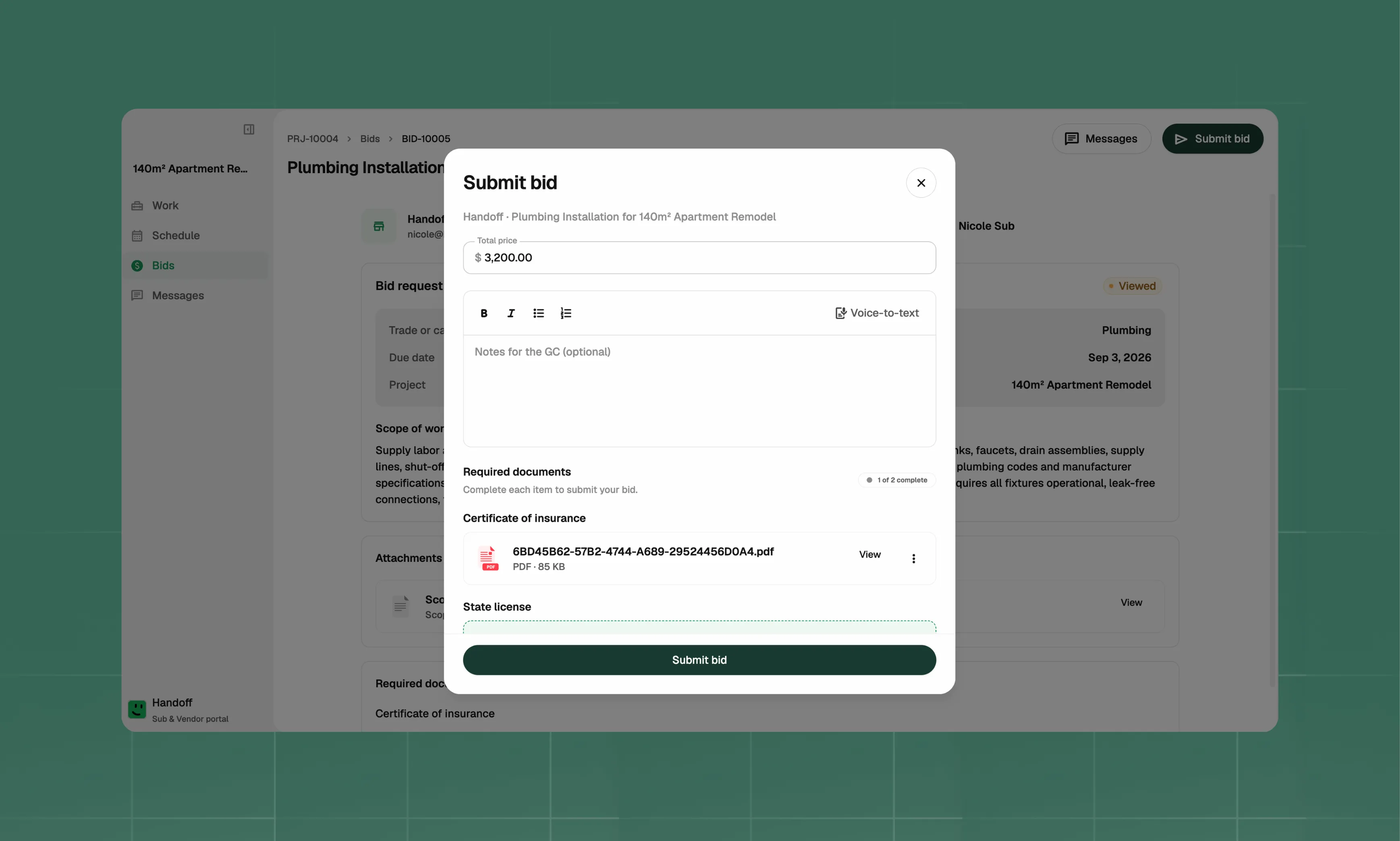 Dashboard screenshot